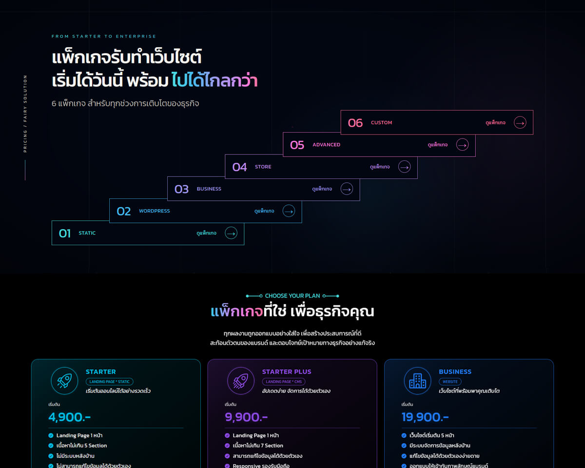 แพ็กเกจออกแบบและพัฒนาเว็บไซต์