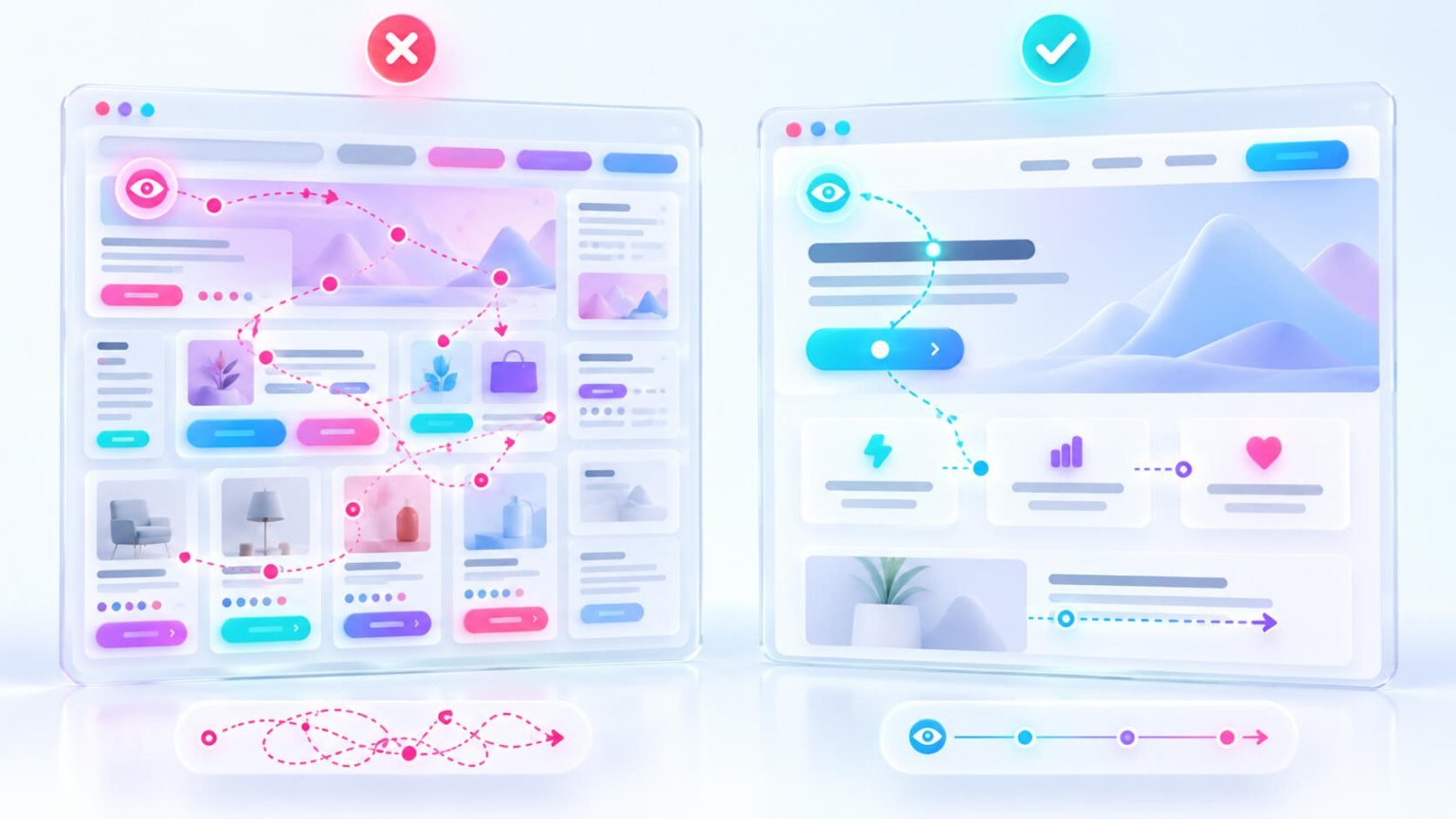 เปรียบเทียบ UX UI ที่ซับซ้อนกับเว็บไซต์ที่มีลำดับข้อมูลชัดเจน